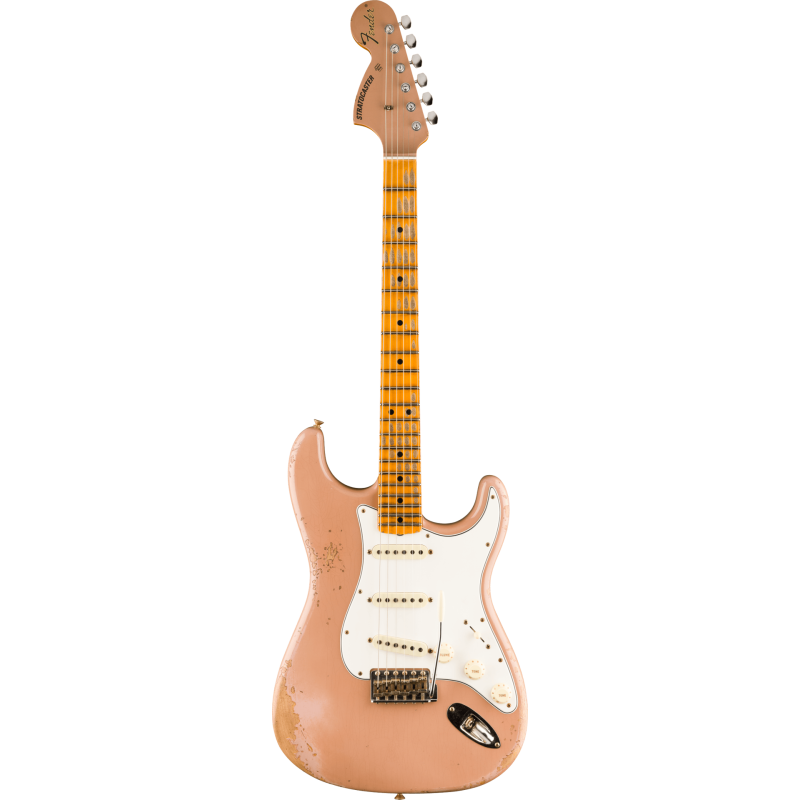 FENDER CUSTOM SHOP 1969 Stratocaster Heavy Relic 1-Piece Quartersawn Maple Neck Dirty Shell Pink avec Matching Headcap