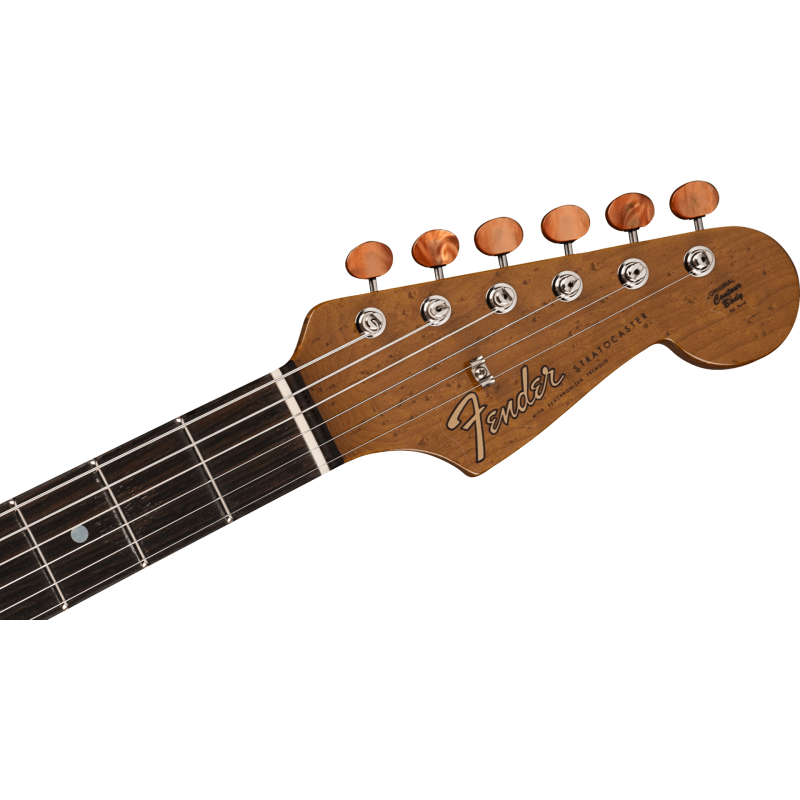 FENDER CUSTOM SHOP Artisan Koa Thinline Stratocaster Roasted Ash Body avec 4A Figured Koa Top Ebony Fingerboard Aged Natural NOS