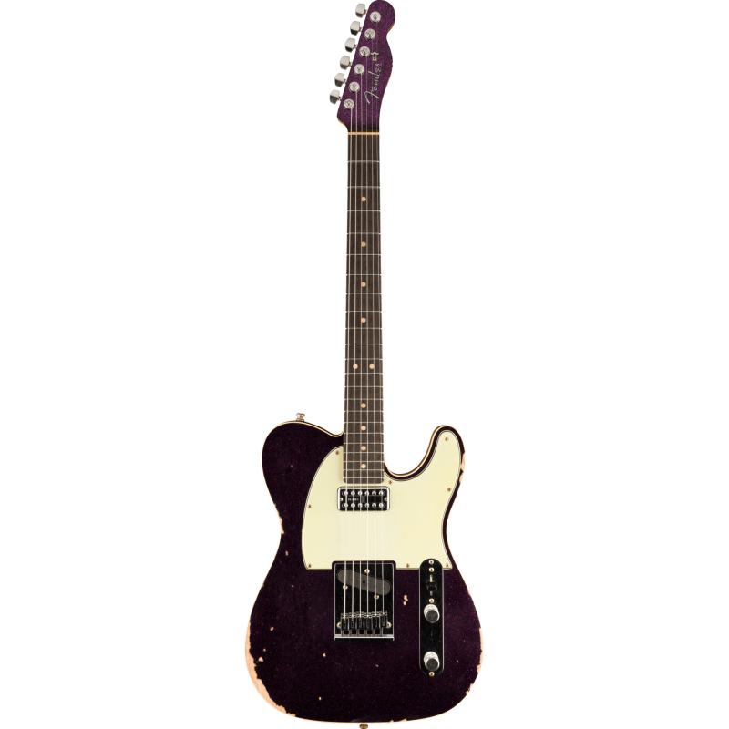 FENDER CUSTOM SHOP Dual Stack HS Tele Relic 3A touche palissandre Magenta Sparkle Top avec Natural Body