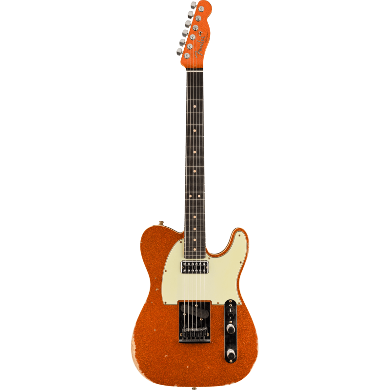 FENDER CUSTOM SHOP Dual Stack HS Tele Relic 3A touche palissandre Orange Sparkle Top avec Natural Body