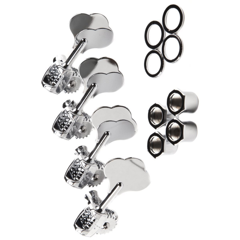 FENDER Deluxe "F" Stamp Bass Tuning Machines 4 Chrome