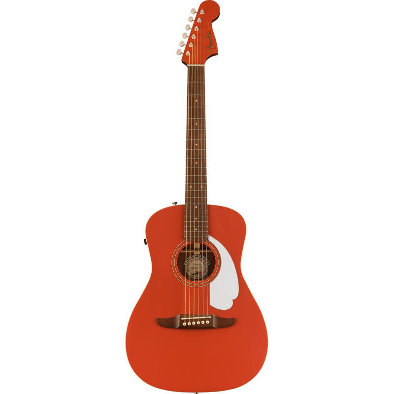 FENDER Malibu Player touche Noyer plaque blanche Fiesta Red