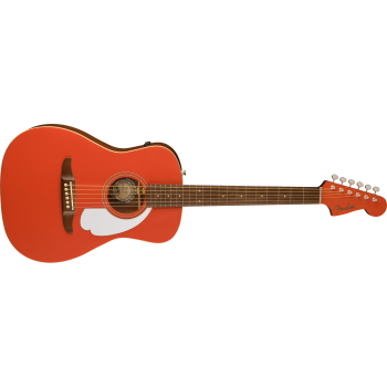 FENDER Malibu Player touche Noyer plaque blanche Fiesta Red