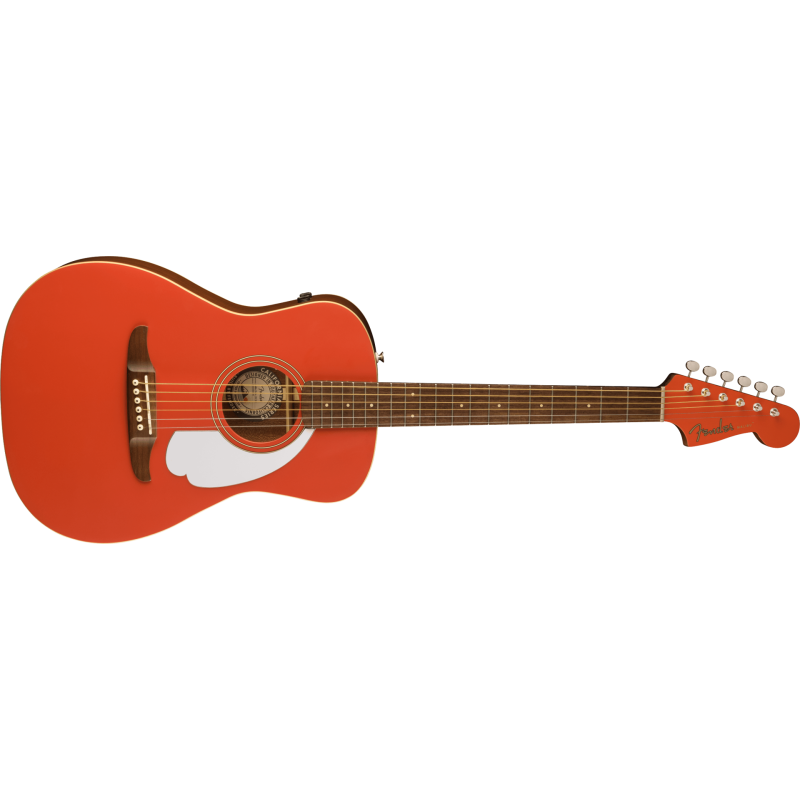 FENDER Malibu Player touche Noyer plaque blanche Fiesta Red