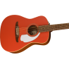 FENDER Malibu Player touche Noyer plaque blanche Fiesta Red