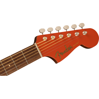 FENDER Malibu Player touche Noyer plaque blanche Fiesta Red