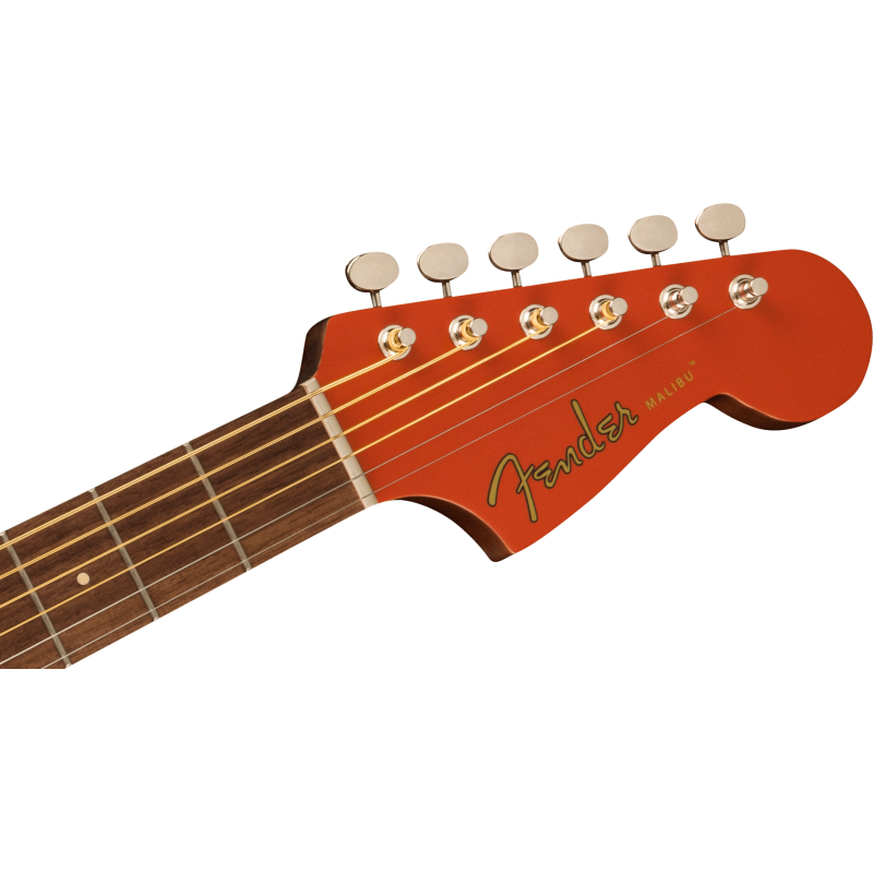 FENDER Malibu Player touche Noyer plaque blanche Fiesta Red