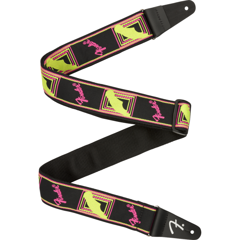 FENDER Neon Monogrammed Strap Pink and Yellow 2"