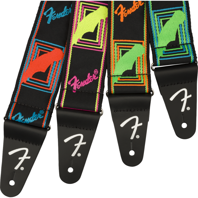 FENDER Neon Monogrammed Strap Pink and Yellow 2"