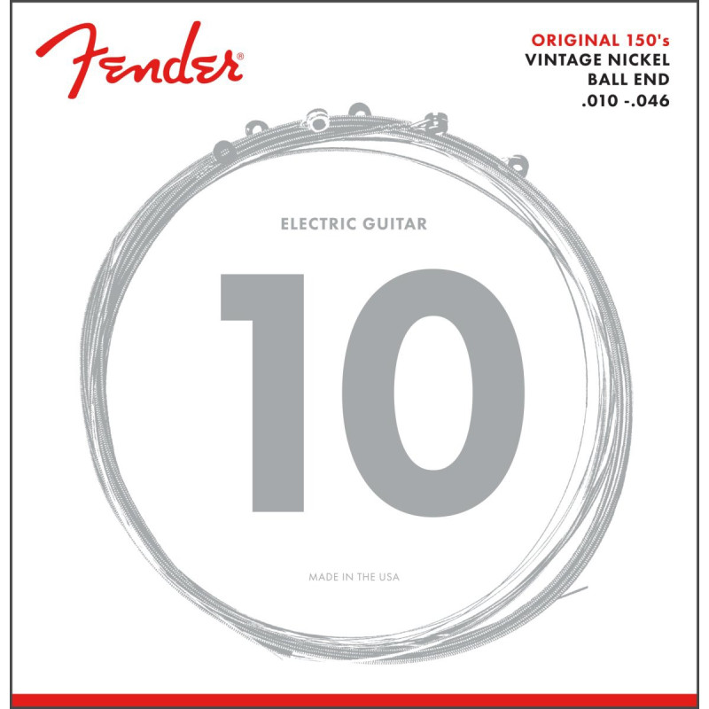 FENDER Original 150 Guitar Strings Pure Nickel Wound Ball End 150R .010-.046 Gauges 6