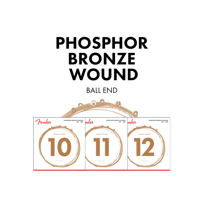 FENDER Phosphor Bronze Acoustic Guitar Strings Ball End 60XL .010-.048 Gauges 6