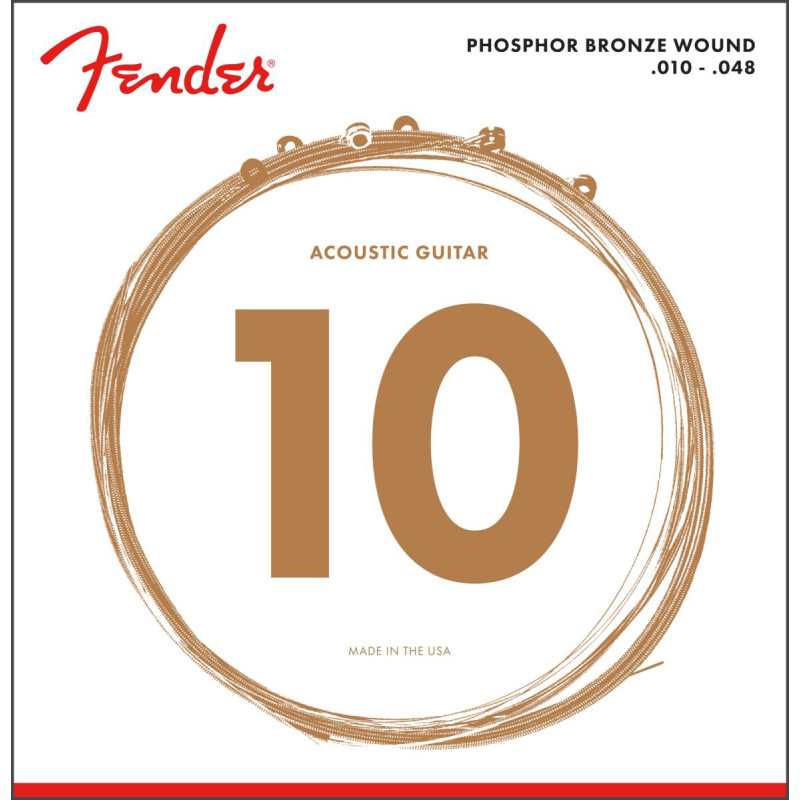 FENDER Phosphor Bronze Acoustic Guitar Strings Ball End 60XL .010-.048 Gauges 6