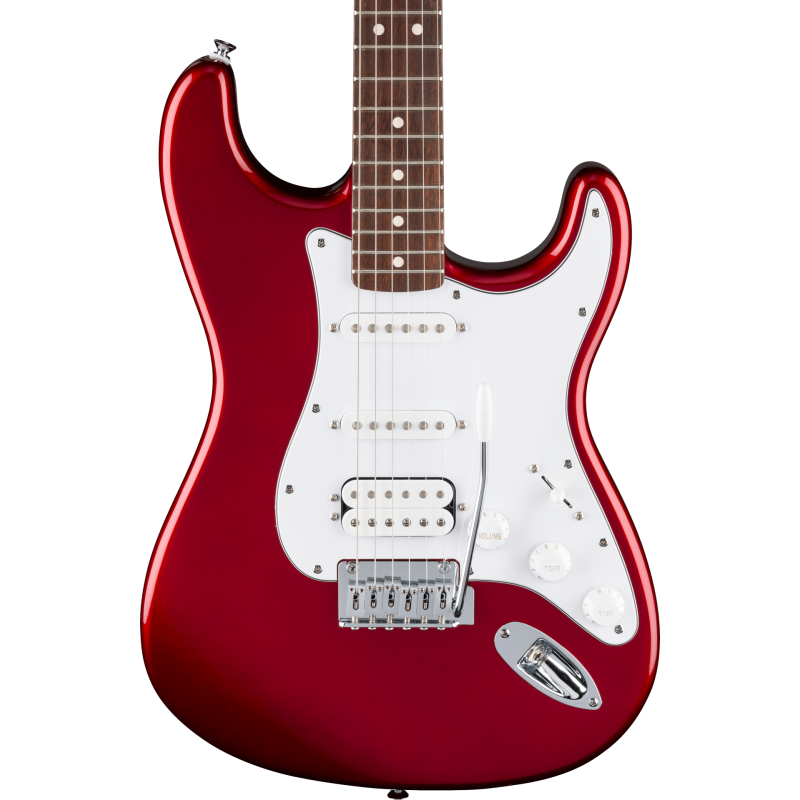 FENDER Standard Stratocaster HSS touche Laurier plaque blanche Candy Cola