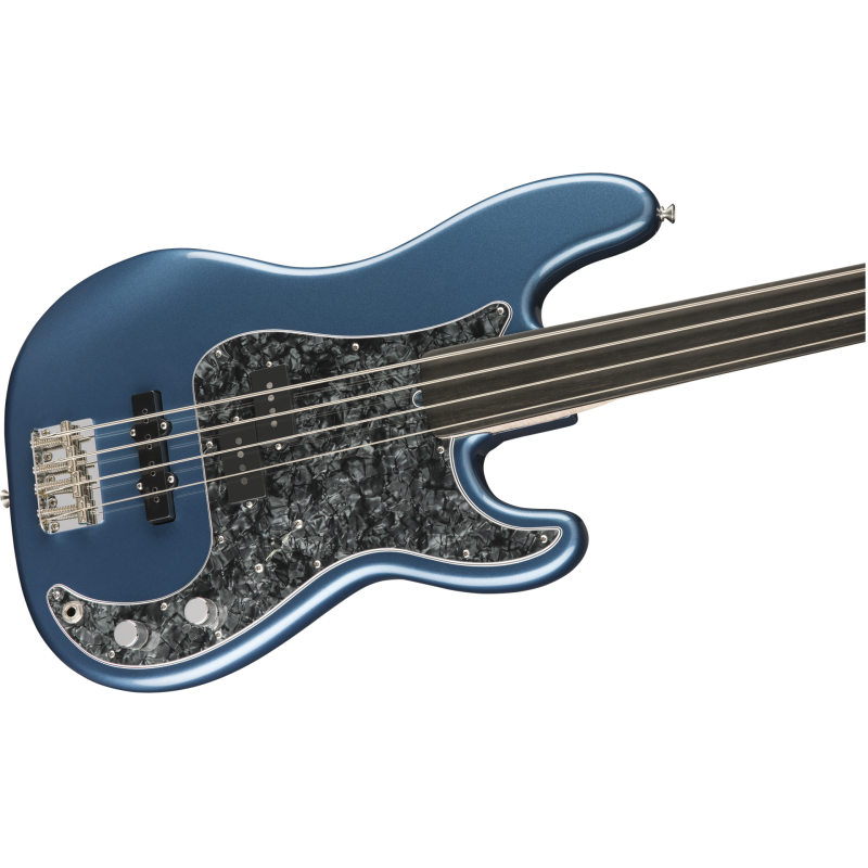 FENDER Tony Franklin Fretless Precision Bass touche ebene Lake Placid Blue