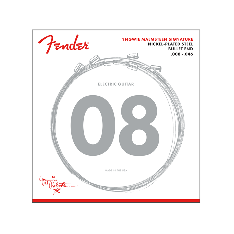 FENDER Yngwie Malmsteen Signature Electric Guitar Strings .008-.046 Gauges Nickel-Plated Steel