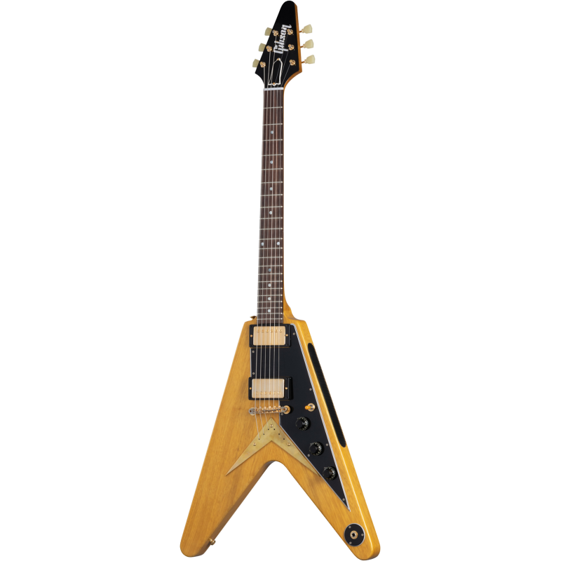 GIBSON 1958 Korina Flying V Black Pickguard Natural