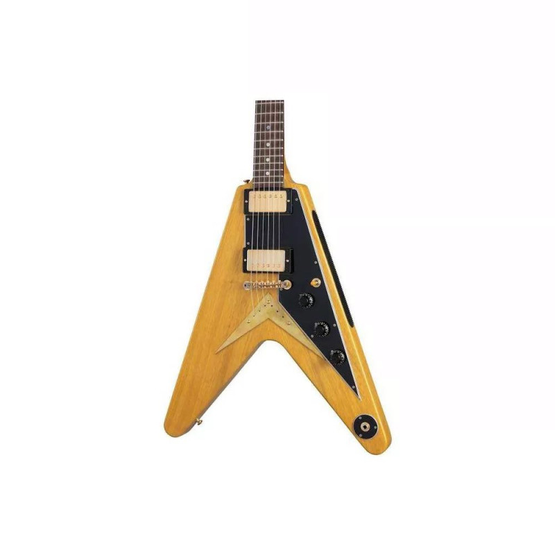 GIBSON 1958 Korina Flying V Black Pickguard Natural