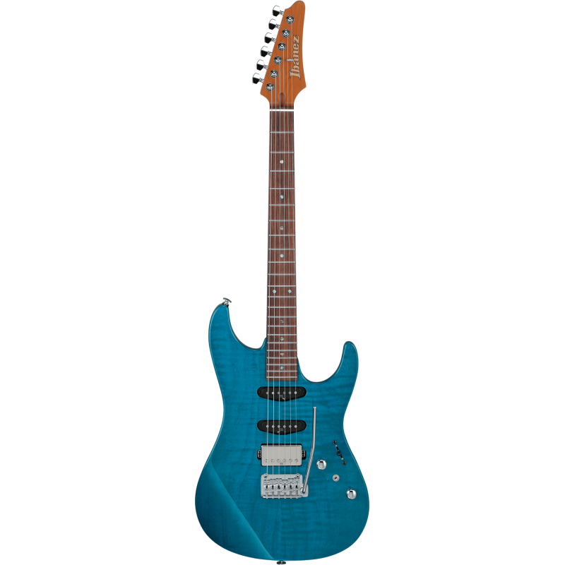 IBANEZ MMN1TAB Transparent Aqua Blue Guitare electrique avec valise