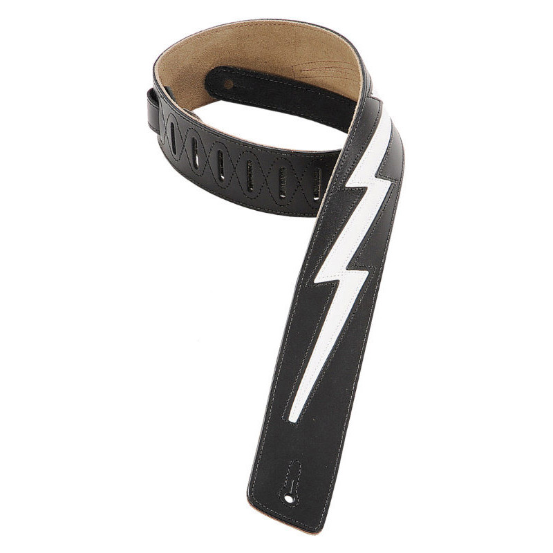 LEVY'S DM2-BLK 6,4 cm cuir avec coutures motif eclair dos en daim Black