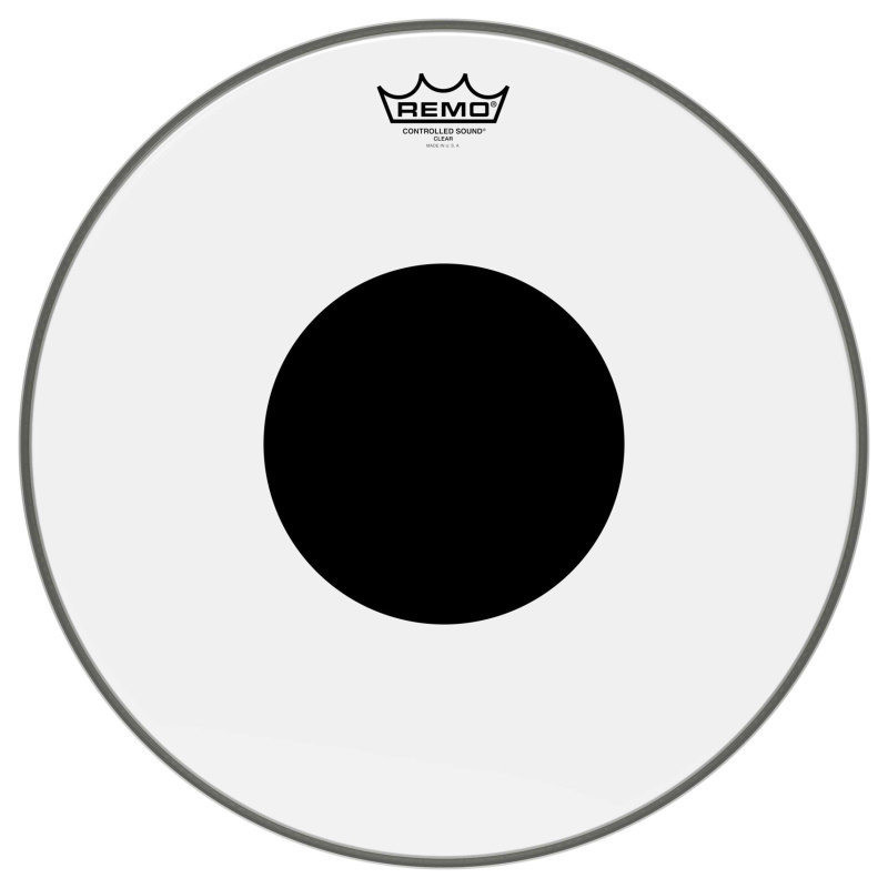 REMO CS-0316-10 peau cs transparente 16 + rond noir pour caisse claire/ tom sur pieds