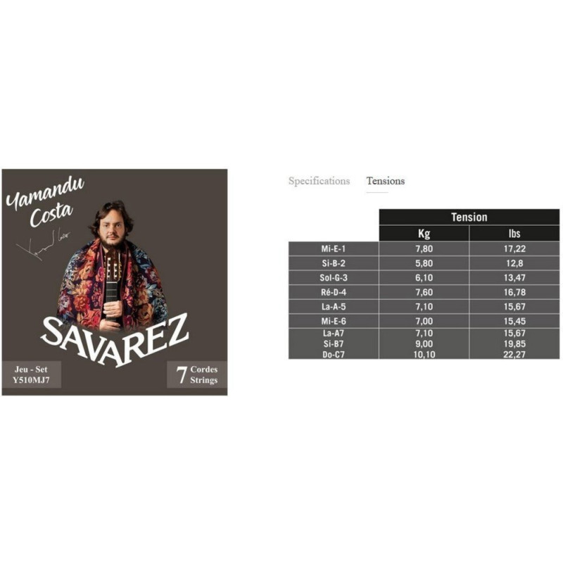SAVAREZ Cordes guitare classique YAMANDU COSTA 7 cordes 7 cordes tension forte
