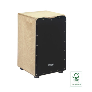 STAGG CAJ-50M-BK cajón de taille standard en bouleau avec plaque de frappe noire
