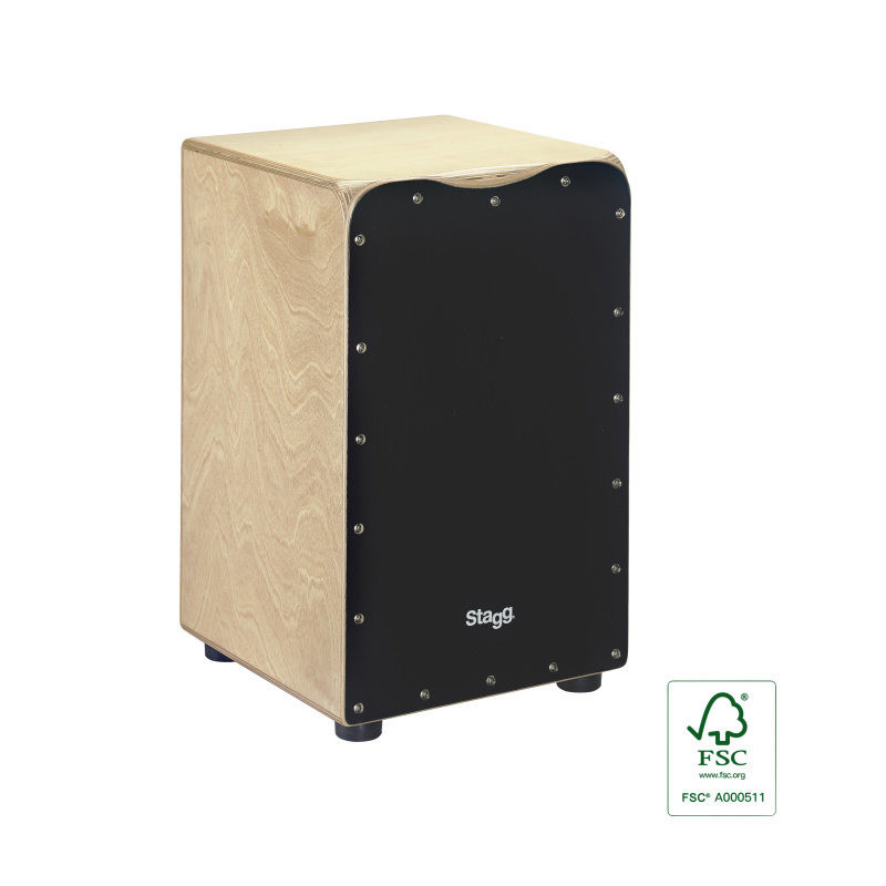 STAGG CAJ-50M-BK cajón de taille standard en bouleau avec plaque de frappe noire