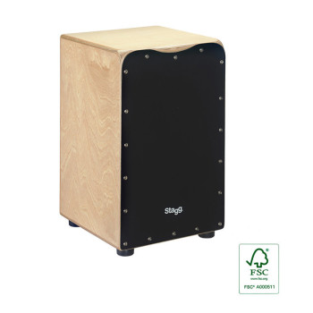 STAGG CAJ-50M-BK cajón de taille standard en bouleau avec plaque de frappe noire