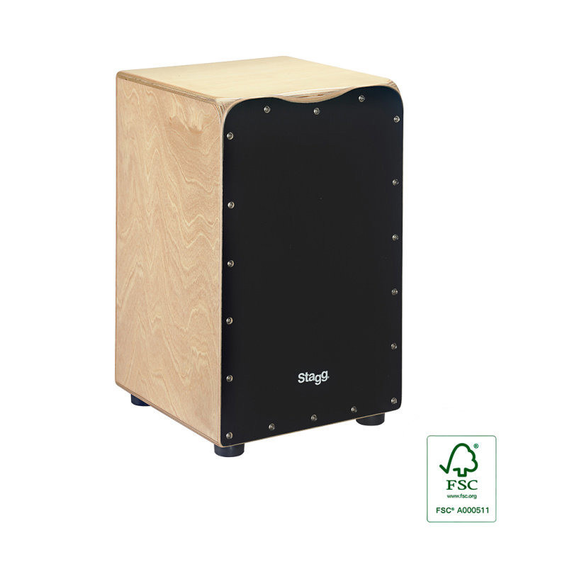 STAGG CAJ-50M-BK cajón de taille standard en bouleau avec plaque de frappe noire