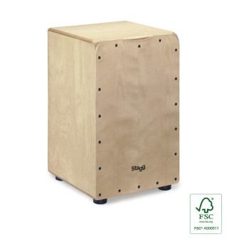 STAGG CAJ-50M-N cajón de taille standard en bouleau avec plaque de frappe de couleur naturelle