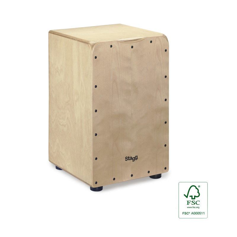 STAGG CAJ-50M-N cajón de taille standard en bouleau avec plaque de frappe de couleur naturelle