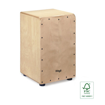 STAGG CAJ-50M-N cajón de taille standard en bouleau avec plaque de frappe de couleur naturelle