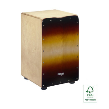 STAGG CAJ-50M-SB cajón de taille standard en bouleau avec plaque de frappe de couleur sunburst
