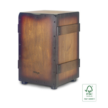 STAGG CAJ-CRATE-SBB cajón crate de taille standard avec plaque de frappe sunburst brun
