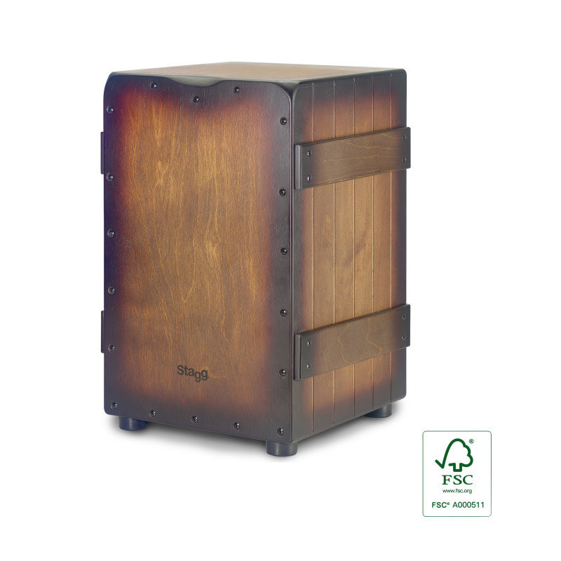STAGG CAJ-CRATE-SBB cajón crate de taille standard avec plaque de frappe sunburst brun