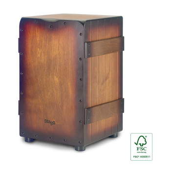 STAGG CAJ-CRATE-SBB cajón crate de taille standard avec plaque de frappe sunburst brun