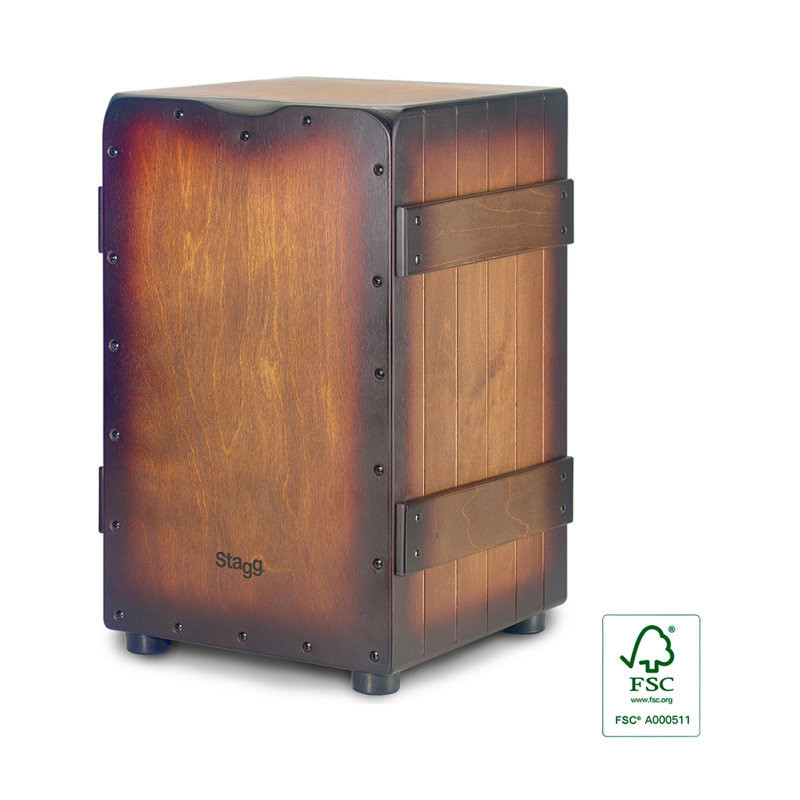 STAGG CAJ-CRATE-SBB cajón crate de taille standard avec plaque de frappe sunburst brun