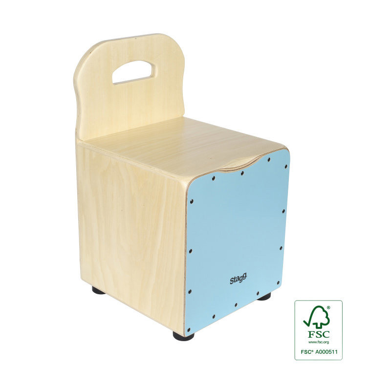 STAGG CAJ-KID-BL cajón pour enfant avec dossier easygo en tilleul plaque de frappe bleue