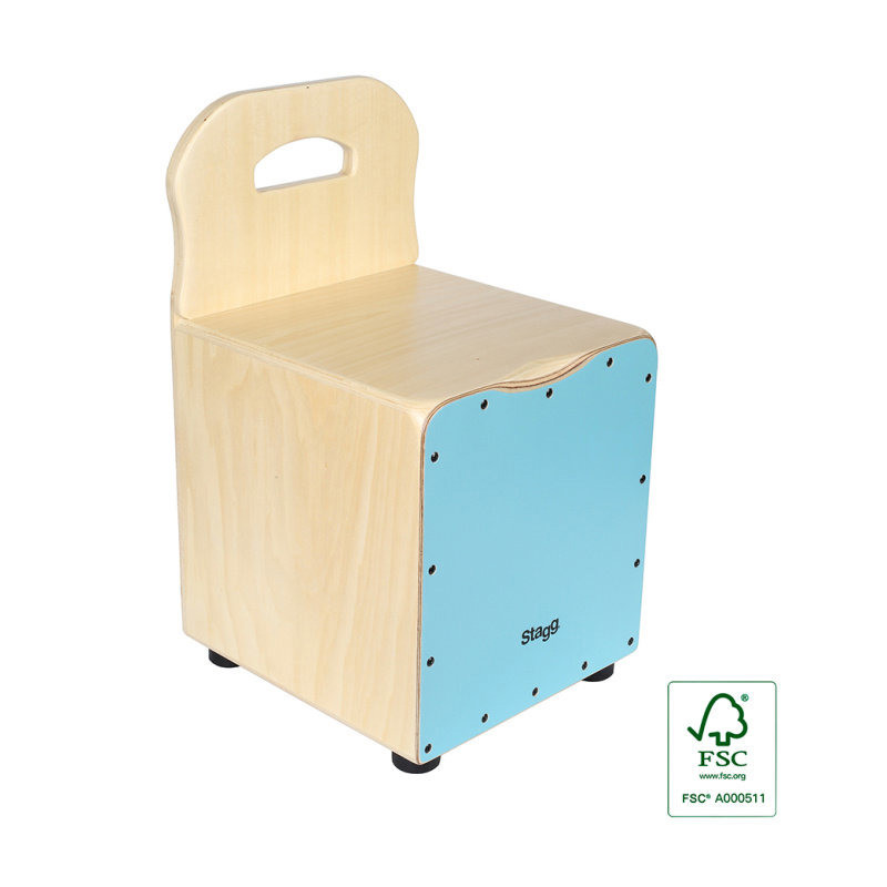 STAGG CAJ-KID-BL cajón pour enfant avec dossier easygo en tilleul plaque de frappe bleue