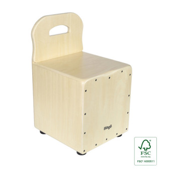 STAGG CAJ-KID-N cajón pour enfant avec dossier easygo en tilleul plaque de frappe de couleur naturelle