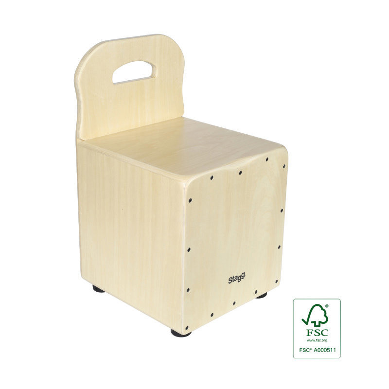 STAGG CAJ-KID-N cajón pour enfant avec dossier easygo en tilleul plaque de frappe de couleur naturelle