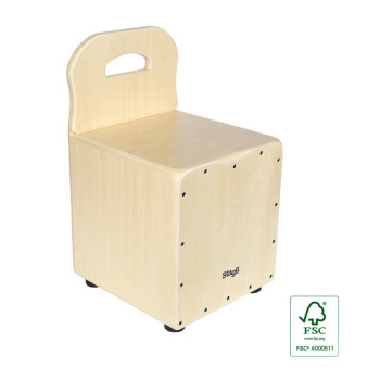 STAGG CAJ-KID-N cajón pour enfant avec dossier easygo en tilleul plaque de frappe de couleur naturelle