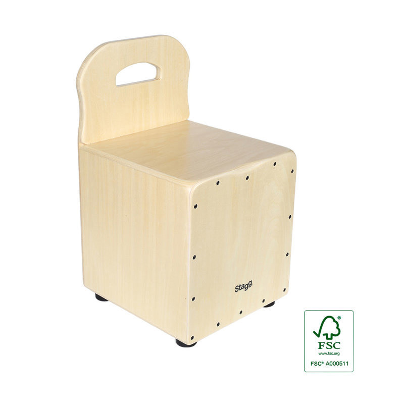 STAGG CAJ-KID-N cajón pour enfant avec dossier easygo en tilleul plaque de frappe de couleur naturelle