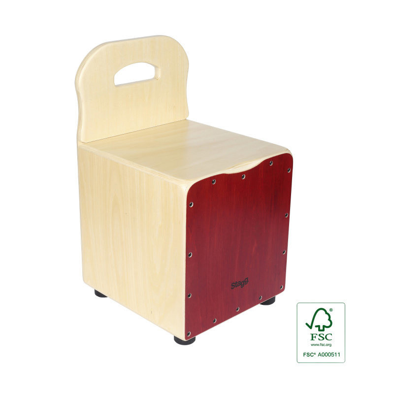 STAGG CAJ-KID-RD cajón pour enfant avec dossier easygo en tilleul plaque de frappe rouge