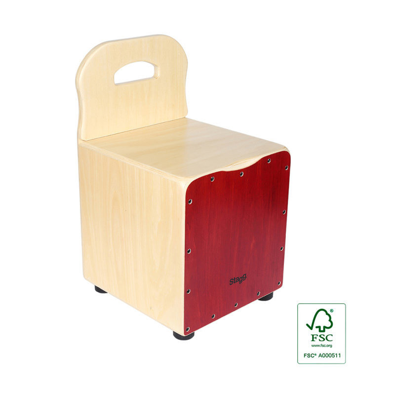 STAGG CAJ-KID-RD cajón pour enfant avec dossier easygo en tilleul plaque de frappe rouge