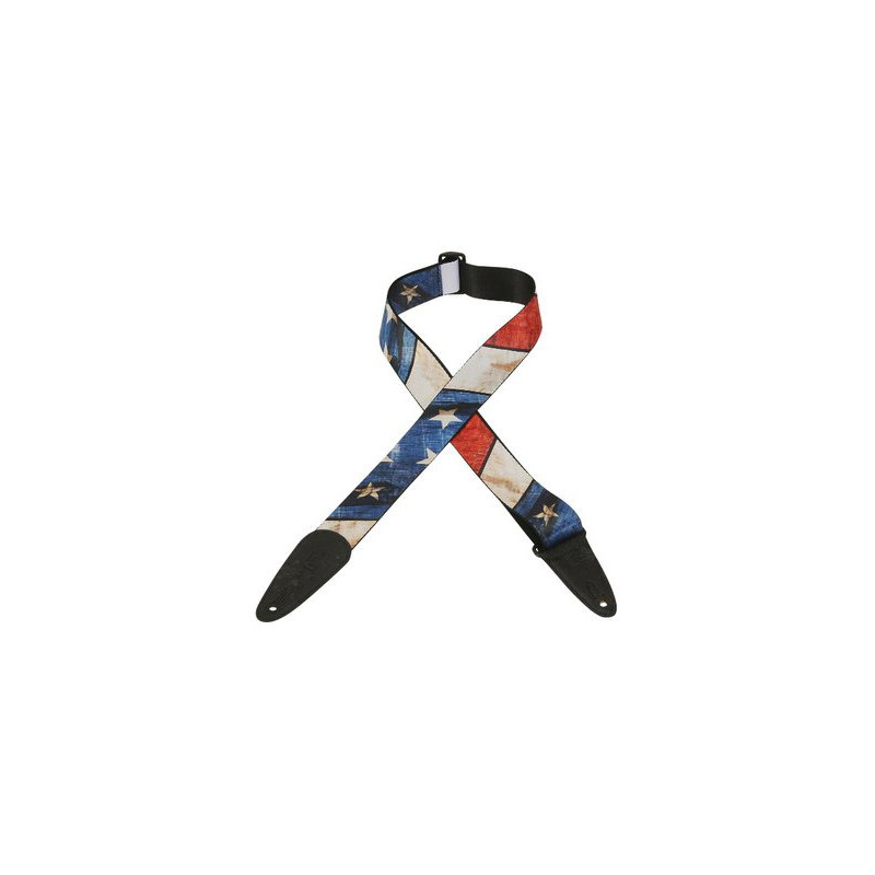 LEVY'S MDP-US 5 cm polypropylene avec embout en cuir et motif drapeau US