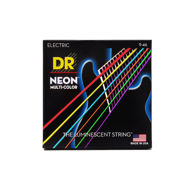 DR STRINGS NMCE-9-46 HI-DEF NEON Light à  Medium 9-46 Multi-color cordes guitare electrique