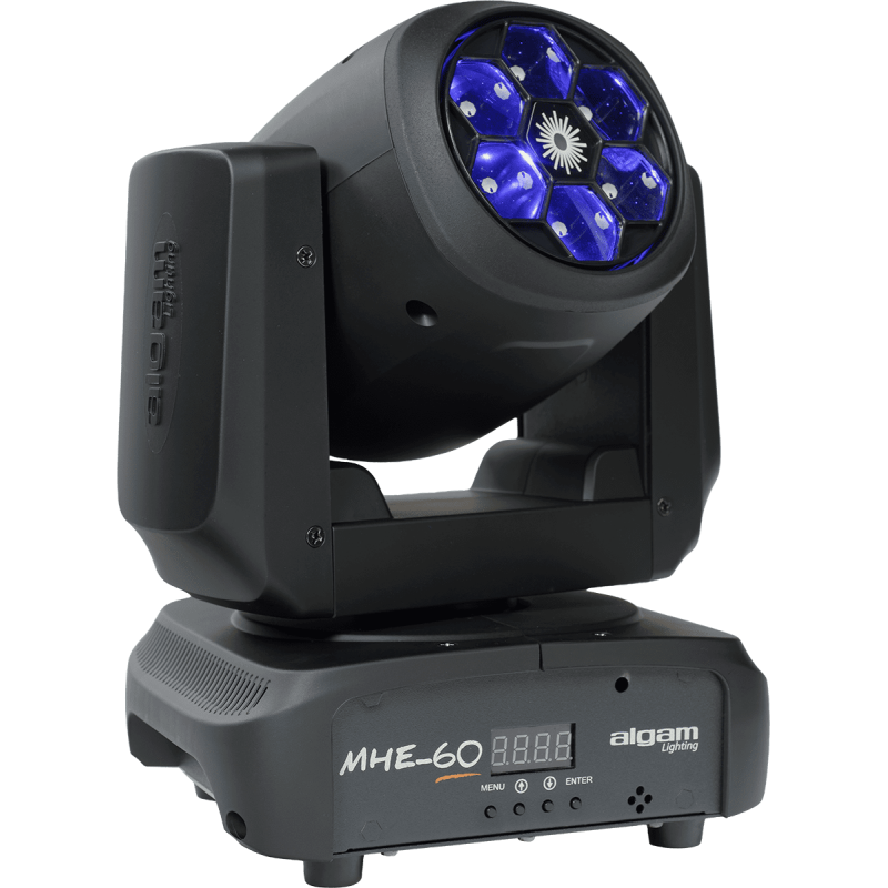 ALGAM LIGHTING MHE60 lyre wash led 6 x 15w rgbw + laser vert 200mw