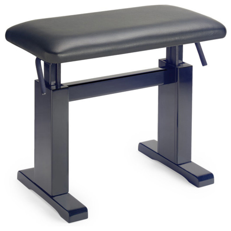 STAGG PBH 780 BKM LBK banquette hydraulique noire mate pour piano avec pelote en cuir noir anti-feu