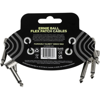 ERNIE BALL 6474 câble de patch flex 7,5cm - pack de 3 phosphorescent